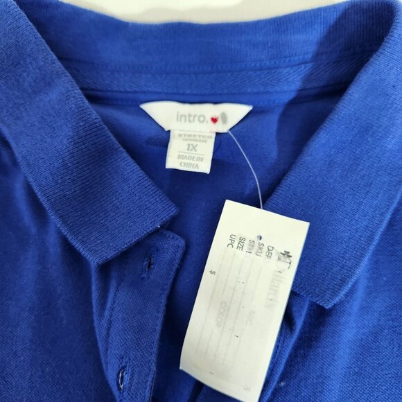 Intro Women’s Stretchy Blue Polo T-shirt Top Plus Size 1X (11) - Picture 8 of 10